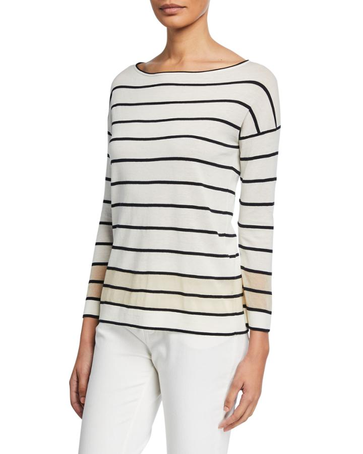 Striped Boat-neck Sweater With