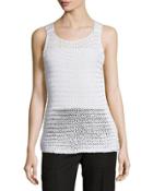 Chunky-knit Scoop-neck Tank, White