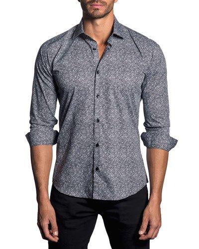 Graphic-print Sport Shirt, Black/white