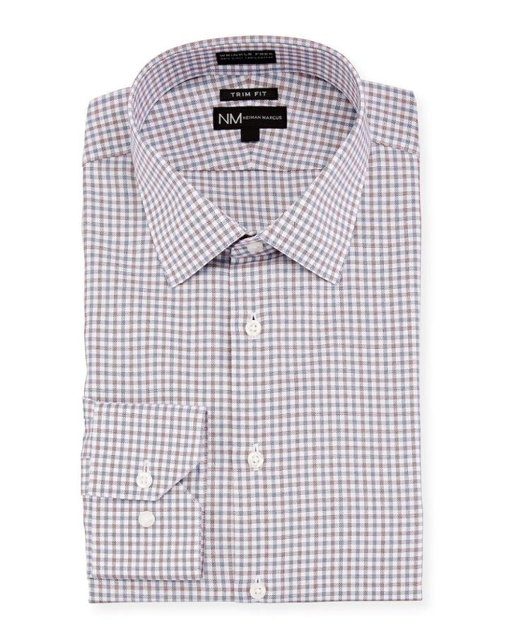 Men's Trim-fit Twill Check Dress