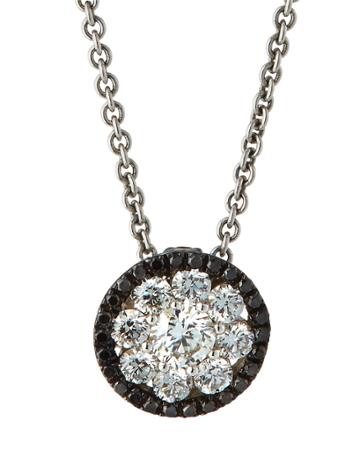 18k White Gold Black & White Diamond Pendant Necklace