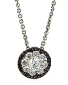 18k White Gold Black & White Diamond Pendant Necklace