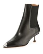 Pointed-toe Leather Booties