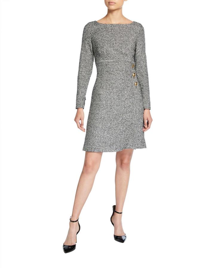 Deforia Mini Houndstooth Tweed Dress
