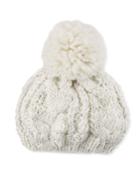 Chunky Cable Knit Beret With Pompom
