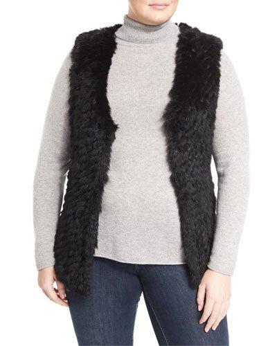 Rabbit Fur Vest, Black,