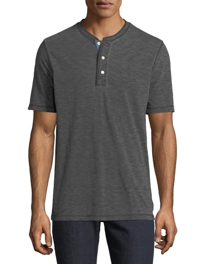 Men's Short-sleeve Slub Henley T-shirt