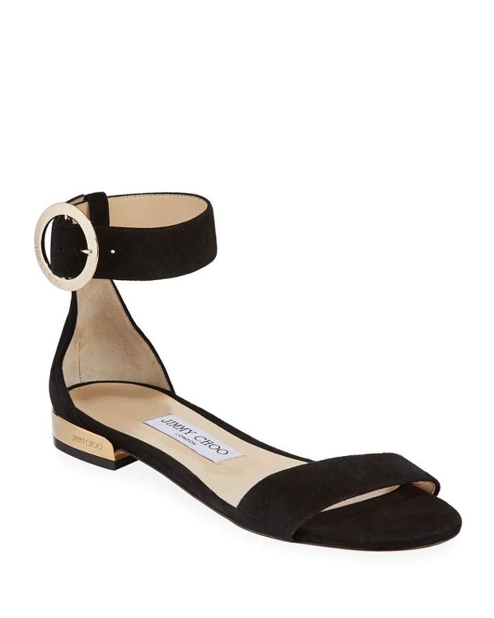 Jaime Flat Suede Ankle-strap