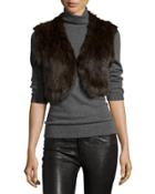 Cropped Sable-fur Knit Vest, Brown