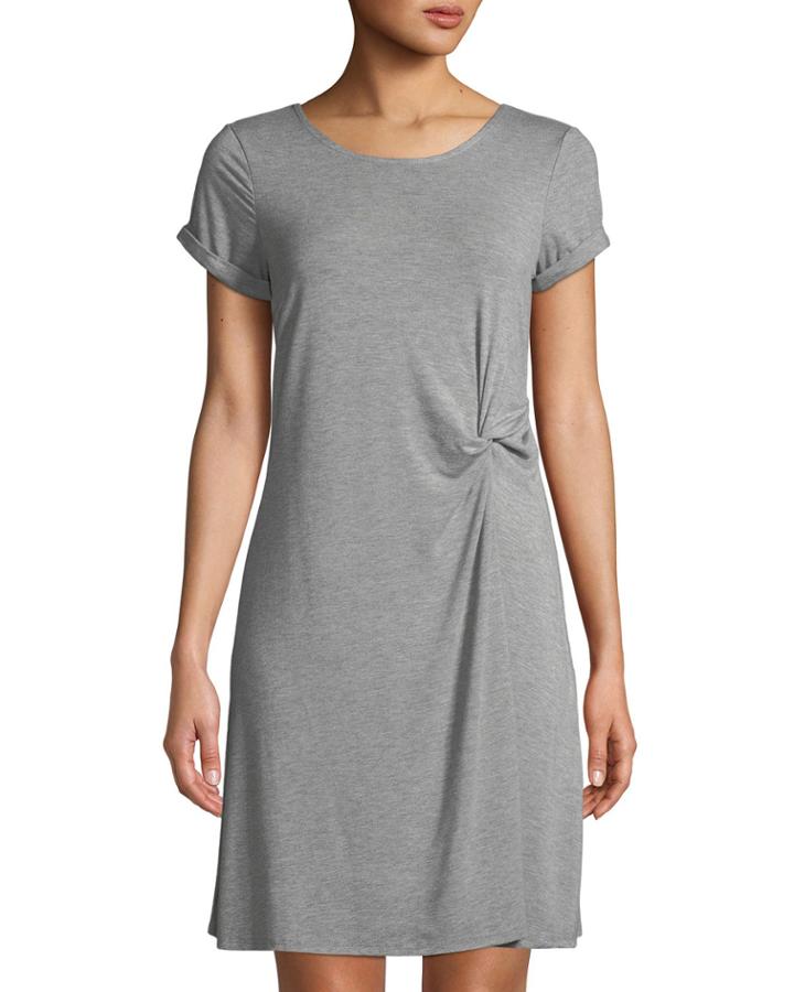 Knotted Crewneck T-shirt Dress
