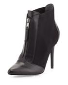 Piers Mixed-media Zip-front Bootie, Black