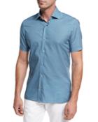 Violin-print Short-sleeve Cotton Shirt,
