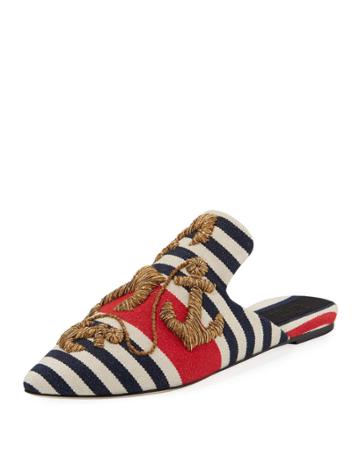 Striped Anchor-embroidered