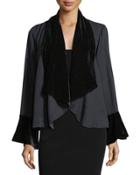 Crepe & Velvet Topper Jacket