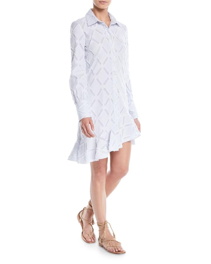 Long-sleeve Shirtdress W/ Ruffle Hem
