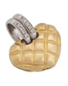 18k Gold Quilted Heart Pendant,