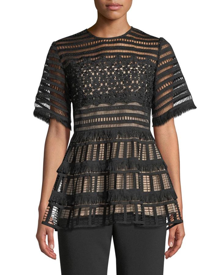 Fringe Peplum Guipure