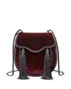 Opium 2 Tassel Velour Crossbody Bag, Bordeaux/black