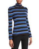 Plus Size Striped Turtleneck Long-sleeve Tunic