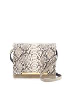 Sadie Snake-embossed Leather Crossbody Bag, Taupe