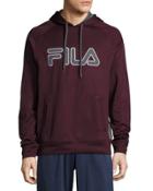 Logo-graphic Checked Pullover Hoodie, Red