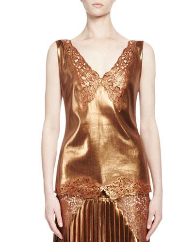 Anastasia Metallic Lace-trim Top,