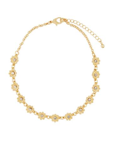Flower Crystal Choker Necklace, Golden