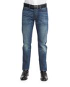 Straight-fit High-low Selvedge Denim Jeans, Indigo