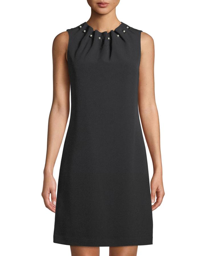 Pearly-trimmed Trapeze Dress