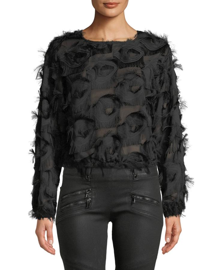 Claire 3d-floral Fringe Blouse