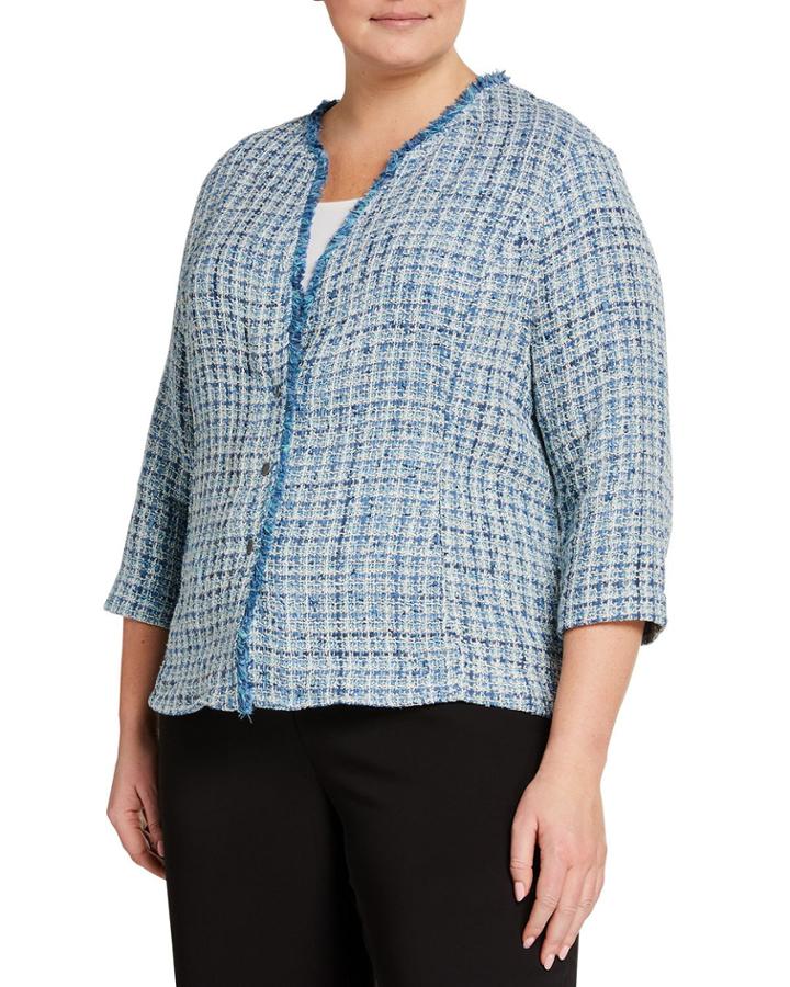 Plus Size Under The Sea Tweed Fringe Jacket