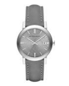 38mm Gray Stainless Steel & Leather City Watch