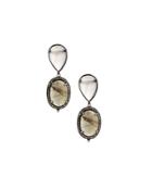 Moonstone, Labradorite & Diamond Double-drop Earrings