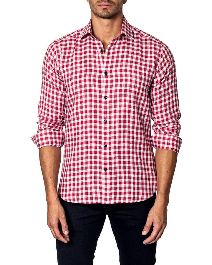 Check Sport Shirt, Red/white