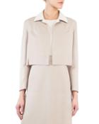 Open-front Long-sleeve Cropped Wool-silk Jacket