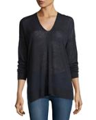 V-neckline Linen-blend