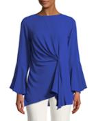 Bell-sleeve Draped-front Blouse