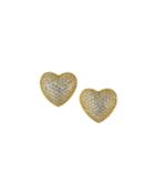 Cubic Zirconia Pave Heart Stud Earrings, Gold