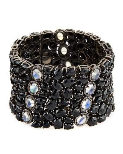 Pave Diamond, Spinel & Moonstone Statement Cuff Bracelet