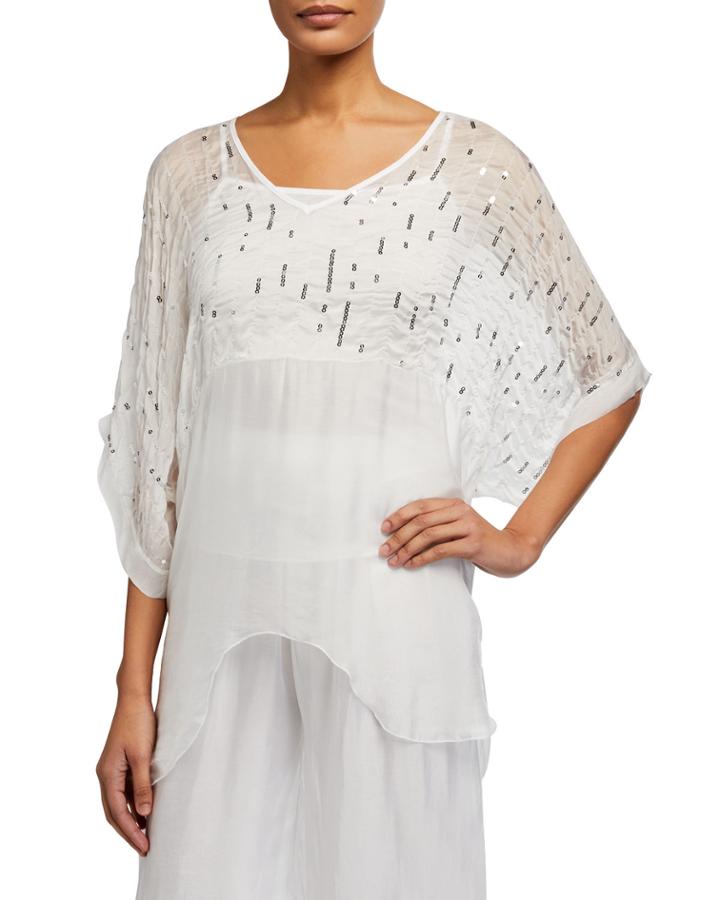 Sequin-trim Oversize Tunic