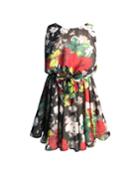 Girl's Rose Print Chiffon Dress,