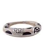 18k White Gold Graduated Mosaic Bangle W/ Diamonds, Tan/black