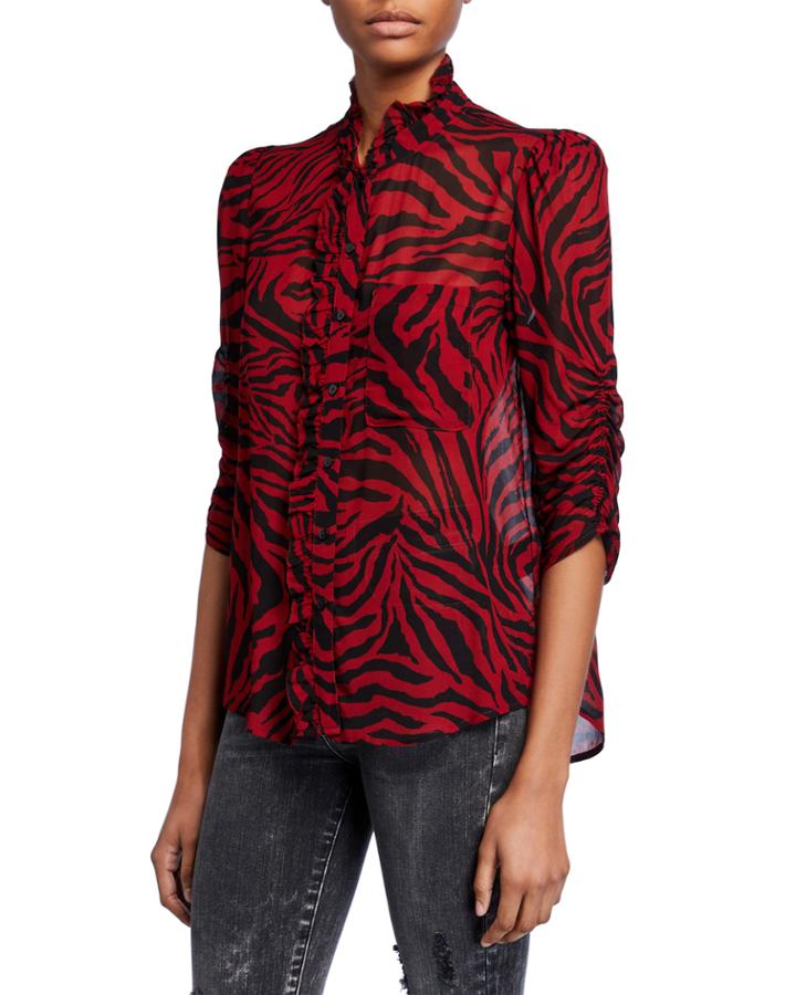 Sisco Tiger-print Button-down Top