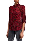 Sisco Tiger-print Button-down Top