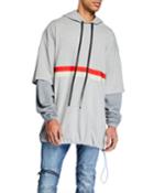 Men's Chest-striped Pullover Hoodie