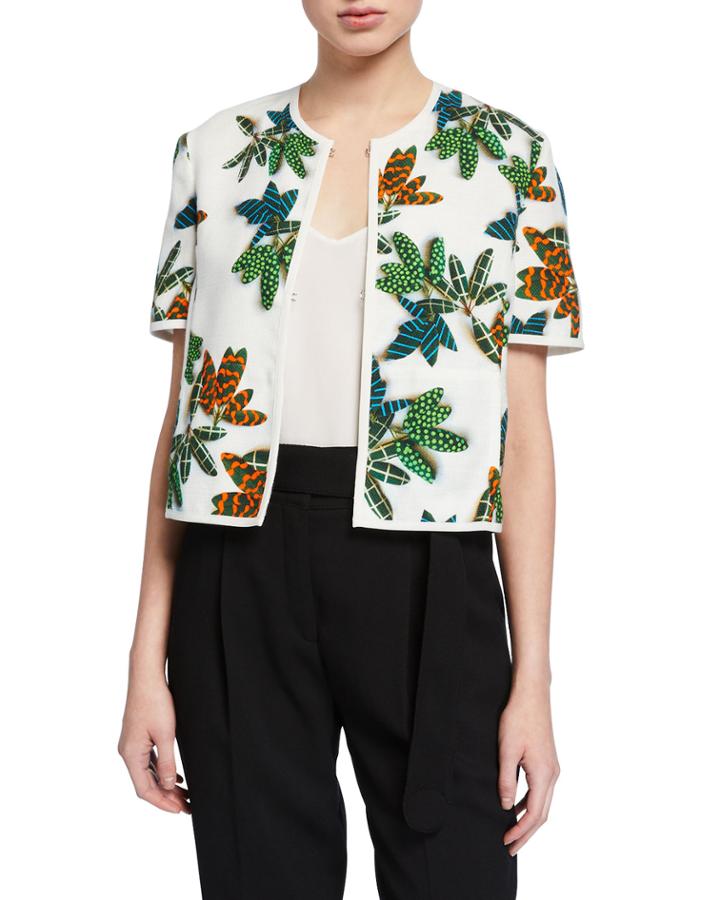 Tropical-print Cropped Jacket
