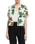 Tropical-print Cropped Jacket