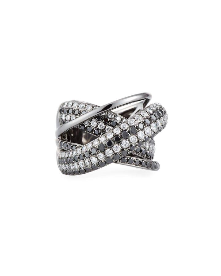 18k White Gold Two-tone Diamond Crossover Ring