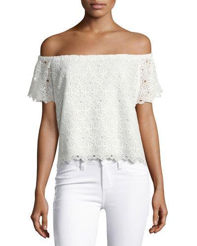 Firenze Lace Off-the-shoulder Top, White