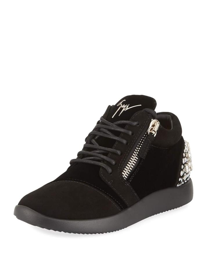Rhinestone-back Suede Mid-top